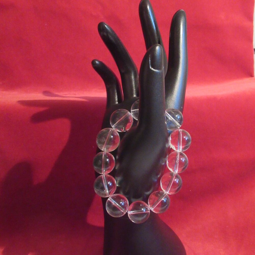 Clear Quartz Crystal Bracelet, Chunky, restrung, Vintage